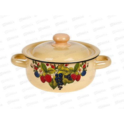 Кастрюля 1,5л цилиндрическая декорированная палевая с пластиковой кнопкой С1607.3П