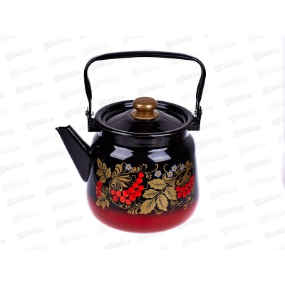 Чайник 3,5л декоративный сферический красно-черный с кнопкой С2716.38