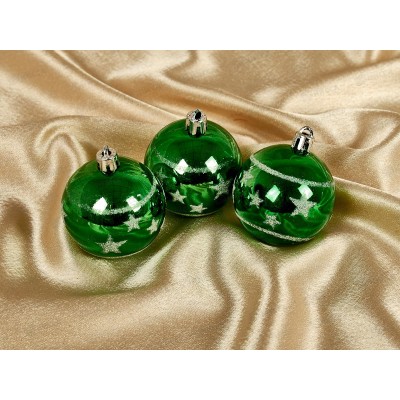 Набор шаров 3шт 6см бл./мат снежинка 3цв, Е40030 Набор шаров 3шт 6см бл./мат снежинка 3цв, Е40030