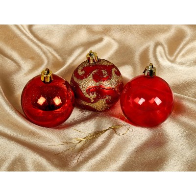 Набор шаров "бархат" 6см 3шт в пакете 2цв., Е94215 Набор шаров "бархат" 6см 3шт в пакете 2цв., Е94215