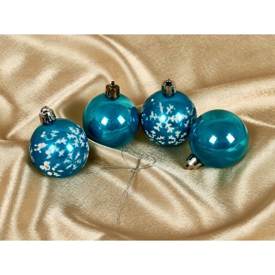 Набор шаров 5см (4шт) снежинки в пакете, Е94255 Набор шаров 5см (4шт) снежинки в пакете, Е94255