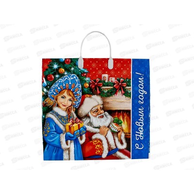 Пакет с пластиковой ручкой Новый Год 38*35  Канун рождества *10/100