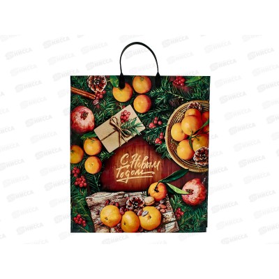 Пакет с пластиковой ручкой Новый Год 40*44  Вкусный праздник *10/100