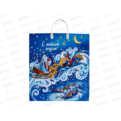 Пакет с пластиковой ручкой Новый Год 40*44  Ночка *10/100
