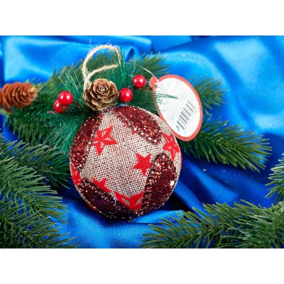 Подвеска шар с еловым декором 8см 397-297 г Подвеска шар с еловым декором 8см 397-297 г