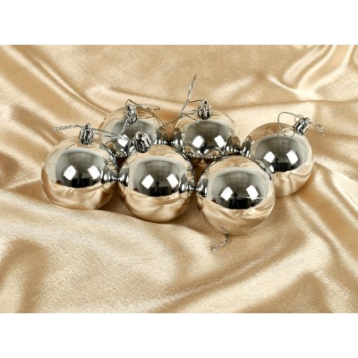 Набор шаров 6шт, 6см "Глянец" серебро 735670 Набор шаров 6шт, 6см "Глянец" серебро 735670
