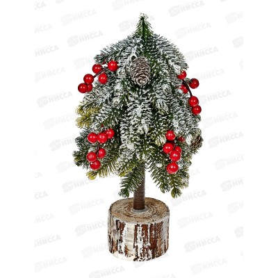 Ель декоративная заснеженная с ягодами на пеньке, Х7622, h23см АТМ Ель декоративная заснеженная с ягодами на пеньке, Х7622, h23см АТМ
