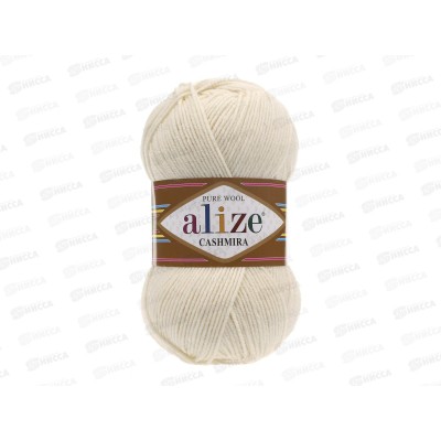 Пряжа Ализе Cashmira 100шерсть 100г 300м 01 Молочный