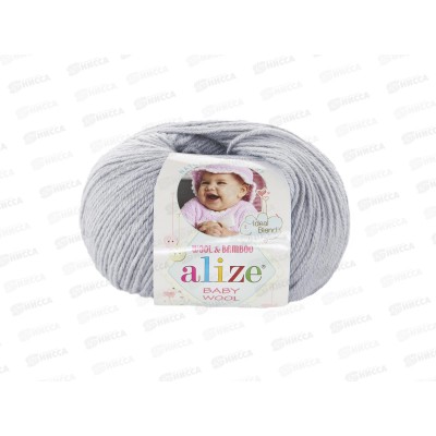 Пряжа Ализе Baby wool 20бамбук+40шерсть+40акрил 50г 175м 52 Серо-сиреневый