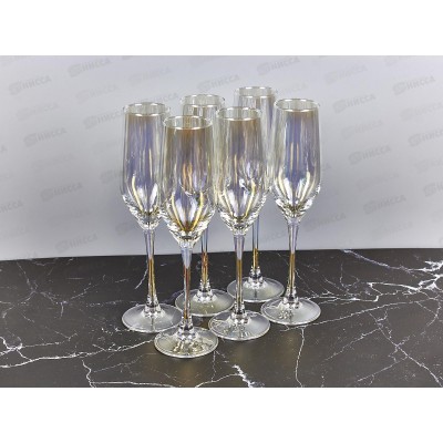 Набор бокалов для шампанского Селест 6шт 160мл Золотистый хамалеон P1636