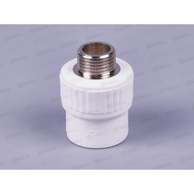 Муфта полипропилен комбинированная наружная резьба DN25*1/2 Aqualink, 03587 *10/140
