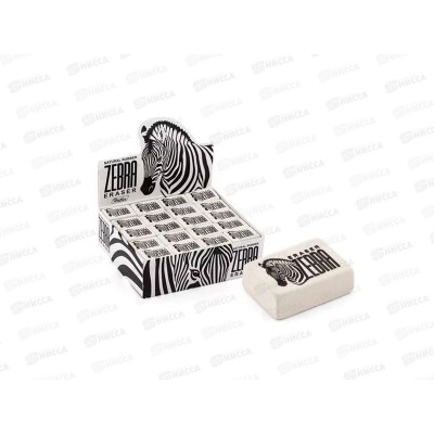 Ластик ХАТБЕР Zebra, натуральный каучук, 26*18*8мм, 26BL_14231 *80
