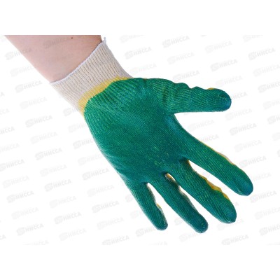 Перчатки хлопчатобумажные двойной облив. зеленые Лайт А*10/300 Перчатки хлопчатобумажные двойной облив. зеленые Лайт А*10/300
