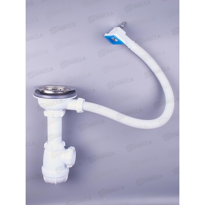 Сифон для мойки 3 1/2&quot х 40 с металлической решеткой, с прямоугольным переливом, 0145 *29