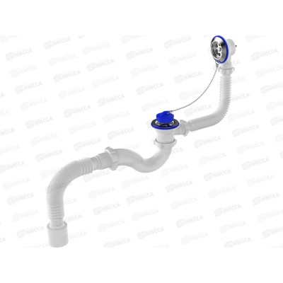 Сифон для ванны 1 1/2"*40 с выпуском и переливом, с мет.решеткой. с гофротрубой 40*50, V150 *30 Сифон для ванны 1 1/2"*40 с выпуском и переливом, с мет.решеткой. с гофротрубой 40*50, V150 *30
