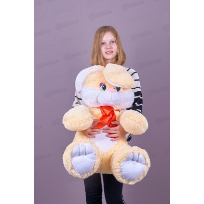 Заяц Ляля 60см, ЗЛ-60Ч цвет-персиковый, с лентой  Мила