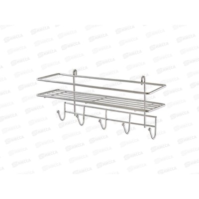 Полка в ванну 5 крючков хром АЛТ13С  *8
