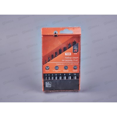 Набор сверл по дереву, 8шт (3-4-5-6-7-8-9-1мм), полировочные, HSS, п/у, 0202 Набор сверл по дереву, 8шт (3-4-5-6-7-8-9-1мм), полировочные, HSS, п/у, 0202