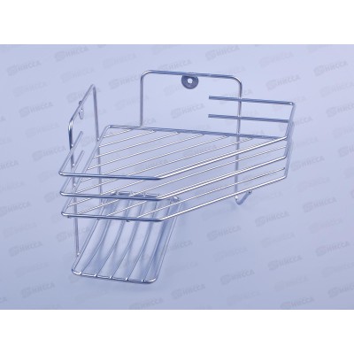Полка угловая 1 секционная с мыльницей хром (20*20*15,5см17*8,5см)*6