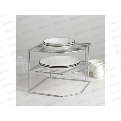 Подставка для посуды угловая 2х ярусная хром (25*25*20) Подставка для посуды угловая 2х ярусная хром (25*25*20)