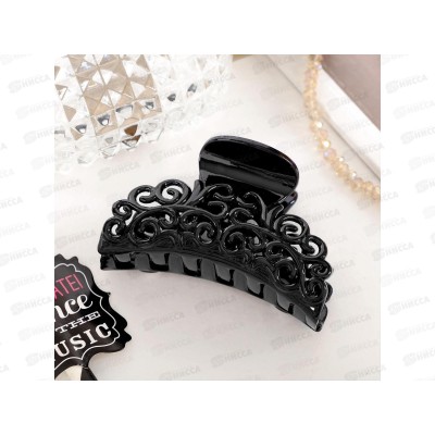 Краб  для волос &quotГлянец&quot ажурный узор 6,5см черный 4730558 *12