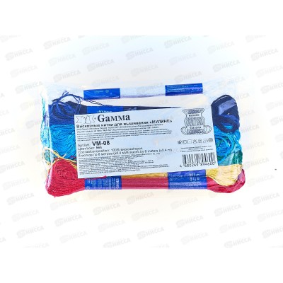 Нитки мулине "Gamma" VM-08 100% вискоза 8х8м №04 Яркие краски