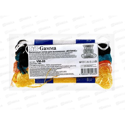 Нитки мулине "Gamma" VM-08 100% вискоза 8х8м №05 Расписная шкатулка Нитки мулине "Gamma" VM-08 100% вискоза 8х8м №05 Расписная шкатулка