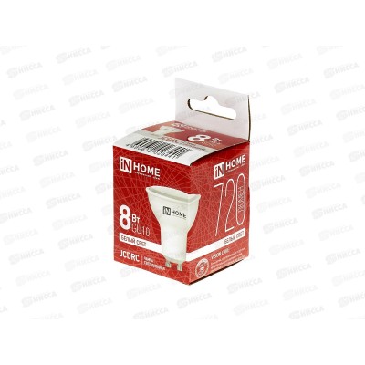 Лампа светодиодная IN-HOME LED-JCDRС-VC 8Вт 230В GU10 4000К 720Лм *50 Лампа светодиодная IN-HOME LED-JCDRС-VC 8Вт 230В GU10 4000К 720Лм *50