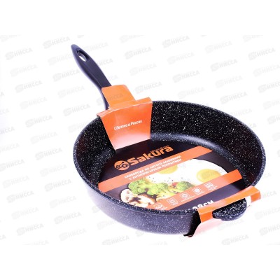 Сковорода SA-F-01-28 Мрамор 28см литая черная Сковорода SA-F-01-28 Мрамор 28см литая черная