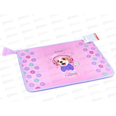 Папка для тетрадей deVente Music Dog на молнии, пластиковая 8053208 Папка для тетрадей deVente Music Dog на молнии, пластиковая 8053208