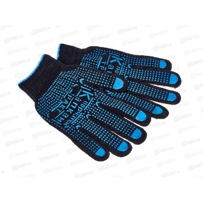 Перчатки хлопчатобумажные 5-и нитка 10класс &quotЛайт&quot черные с ПВХ &quotКапкан&quot Э*10/300