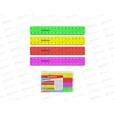Набор линеек 15см ЕК Neon Solid 4шт., 4дизайна, 50573 Набор линеек 15см ЕК Neon Solid 4шт., 4дизайна, 50573