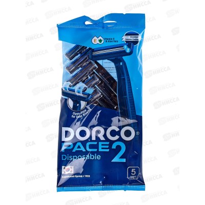 DORCO PACE2 одноразовые станки  5шт 2 лезвия с увлажняющей полосой  *20/240