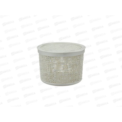 Коробка 2л БЯЗЬ с крышкой Белый ротанг М2328 *14 Коробка 2л БЯЗЬ с крышкой Белый ротанг М2328 *14