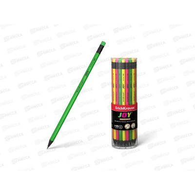 Карандаш чернографитный с ластиком EК круглый Joy НВ 43582  *1/42/210