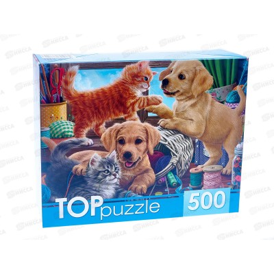 ПАЗЛ 500 элементов TOPpuzzle, ХТП500-6811 Пушистые помощники *10