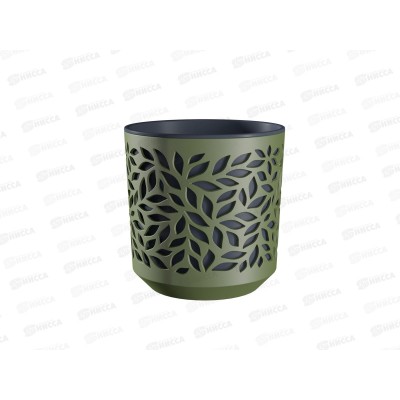 Кашпо "Leaves" 2,5л Оливка/Антрацит КШ-9574 *12 Кашпо "Leaves" 2,5л Оливка/Антрацит КШ-9574 *12