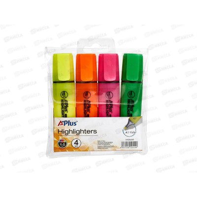 Маркеры BEIFA текстовый флюоресцентный 4 цвета (желтый, оранжевый, розовый, салатовый) 254400-4 *12/144