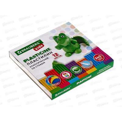Пластилин 12цветов 240г BRAU Kids стек, 106436*16 Пластилин 12цветов 240г BRAU Kids стек, 106436*16
