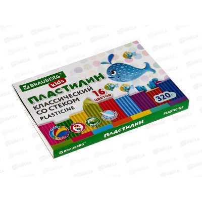 Пластилин 16цветов 320г BRAU Kids стек, 106508*24/96 Пластилин 16цветов 320г BRAU Kids стек, 106508*24/96