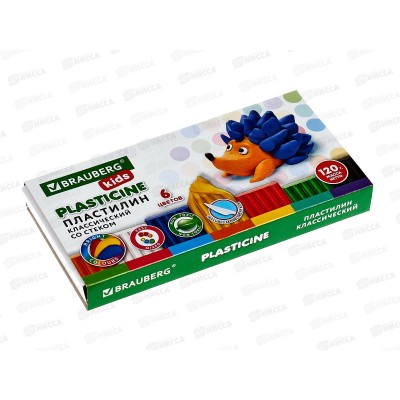 Пластилин 6цветов 120г BRAU Kids стек, 106435*32 Пластилин 6цветов 120г BRAU Kids стек, 106435*32