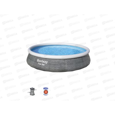 Бассейн 57376 (396*84см) Fast Set с фильтром и насосом BESTWAY надувной 012-011 г Бассейн 57376 (396*84см) Fast Set с фильтром и насосом BESTWAY надувной 012-011 г