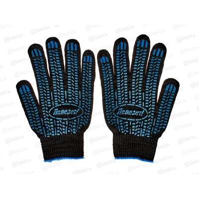 Перчатки хлопчатобумажные 5-и нитка 10 класс &quotЛайт&quot черные с ПВХ &quotПротектор&quot Э*10/300