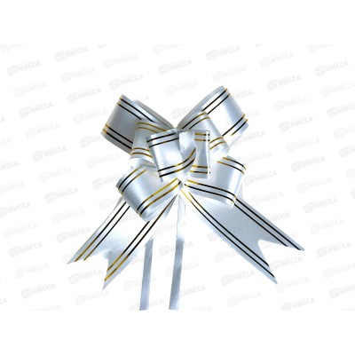 Бант-бабочка MI Золотые линии (3см) Белый БЛ-8083  *10