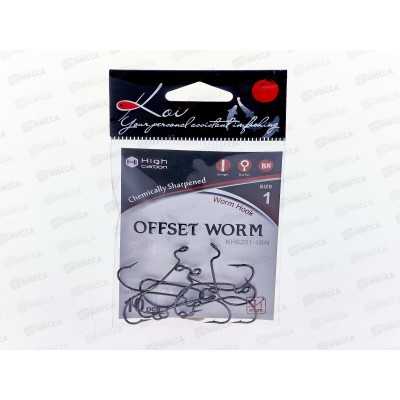 Крючок KOI &quotOFFSET WORM&quot р.1 (INT),цв BN, офсетный КН6201-1BN 10шт