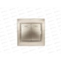 Выключатель INTRO Plano cкрытой установки двойной, 10А-250В, IP20, шампань, 1-104-04