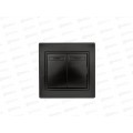 Выключатель INTRO Plano двойной, cкрытая установка, 10А-250В, антрацит, 1-104-05