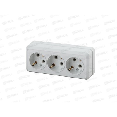 Розетка INTRO Quadro открытой установки с заземлением трехместная, 16А-250В, IP20, белый, 2-206-01 *7/140 Розетка INTRO Quadro открытой установки с заземлением трехместная, 16А-250В, IP20, белый, 2-206-01 *7/140