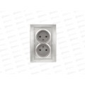 Розетка INTRO Plano cкрытой установки двойная, 16А-250В, IP20, алюминий, 1-204-03