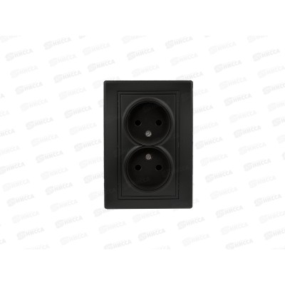 Розетка INTRO Plano cкрытой установки двойная, 16А-250В, IP20, антрацит, 1-204-05